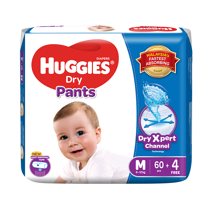 Huggies Dry Pants Malaysia's Fastest Absorbing Diaper Pants allows